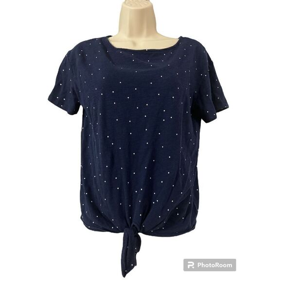Old Navy Polka Dot Bottom Tie Top Navy size small - Picture 1 of 3